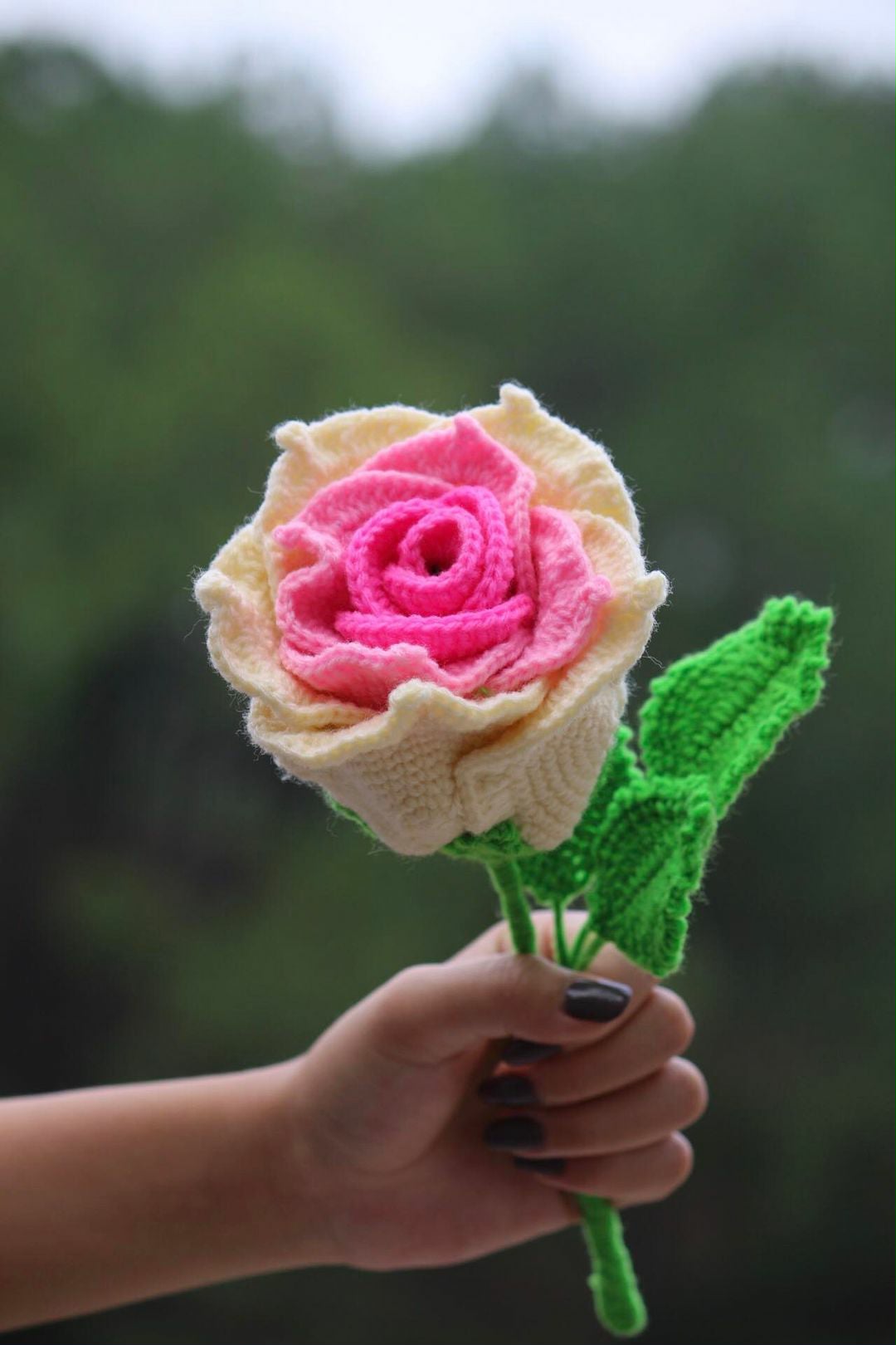 http://Handmade%20Woolen%20Rose%20Flower%20–%20Soft%20Crochet%20Decor