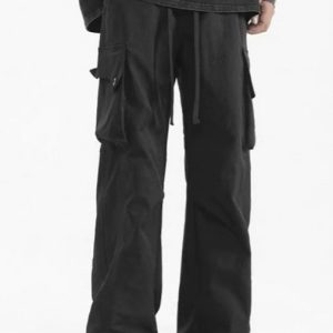 Men’s Black Baggy Cargo Pants – Streetwear Style with Comfort