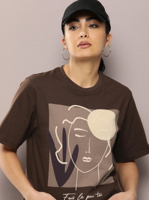 http://Brown%20Graphic%20Face%20Art%20Tee