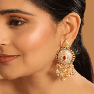 Elegant Traditional Gold-Plated Chandbali Earrings – Ideal for Nepali Festivals & Weddings
